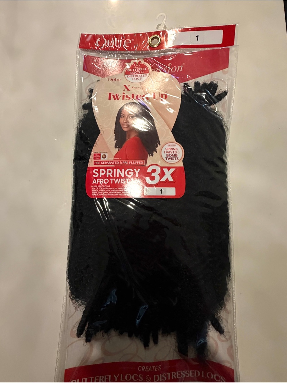 Outre X-Pression Springy Afro Twist 16in 3X Synthetic Crochet Color 1